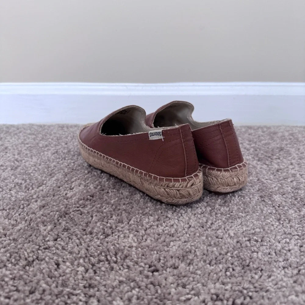 Soludos Womens Tan Brown‎ Leather Smoking Slipper Espadrille Flats Size 6